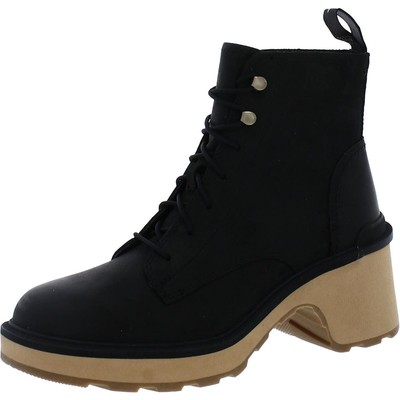 Sorel Womens Hi Line Heel Lace Black Ankle Boots 6.5 Medium (B,M) BHFO 1585