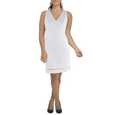 Женское белое кружевное платье-сорочка длиной до колен от Карла Лагерфельда в Париже 14 BHFO 7650