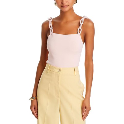 Alice and Olivia Womens Gretel Pink Stretch Chain Strap Tank Top L BHFO 2215