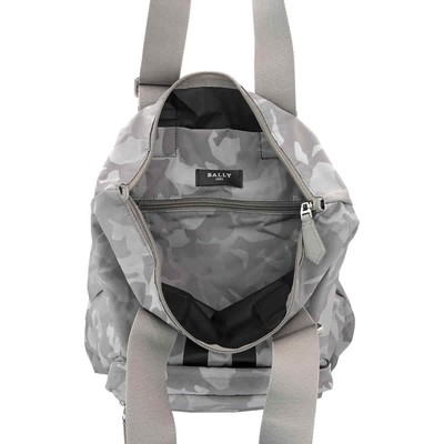 Pre-owned Bally Men's Fallie Nylon Tote In Light Gray Mae00k Ny082 I706p