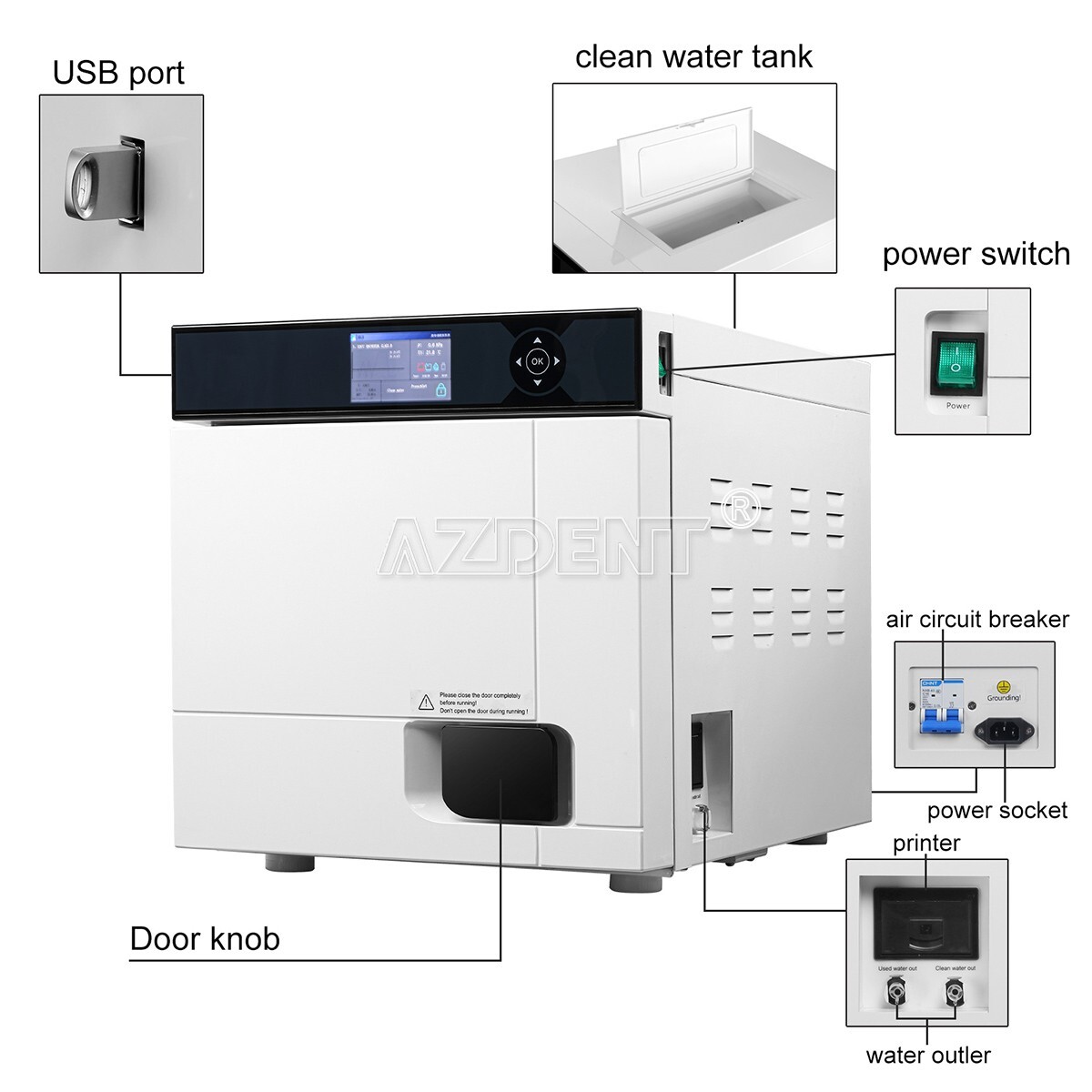 22L Class B Dental Medical Autoclave Steam Sterilizer with Data Printer Drying