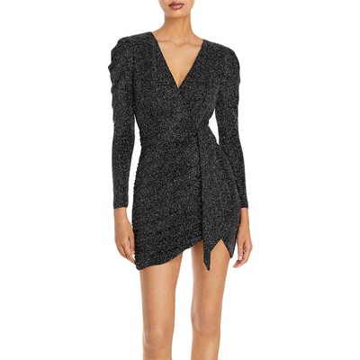 Aqua Womens Black Drapey Mini Formal Cocktail and Party Dress 0 BHFO 7321