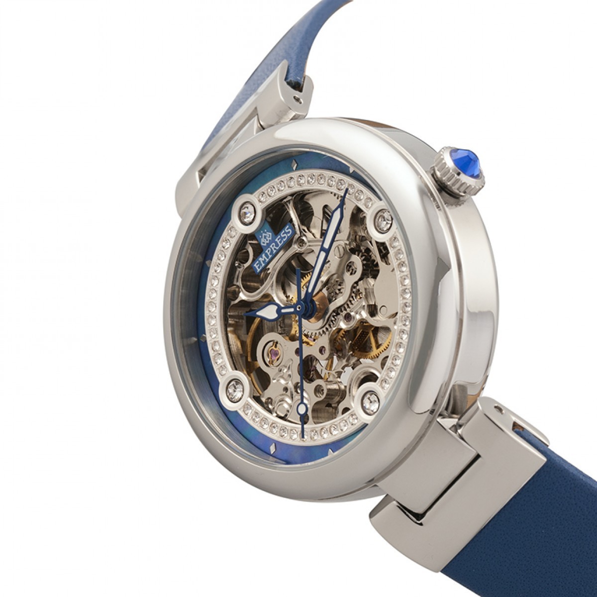 Empress Adelaide Automatic Skeleton Dial Blue Leather Women's Watch