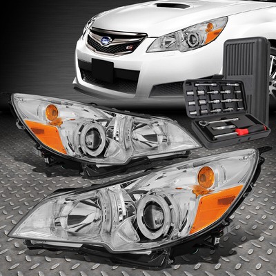 ДЛЯ 10-14 SUBARU OUTBACK LEGACY ХРОМИРОВАННЫЕ ЯНТАРНЫЕ БОКОВЫЕ ПРОЕКТОРНЫЕ ФАРЫ + НАБОР ИНСТРУМЕНТОВ