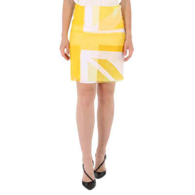 Pre-owned Burberry Ladies Flag Intarsia Crepe Mini Skirt In Multicolor