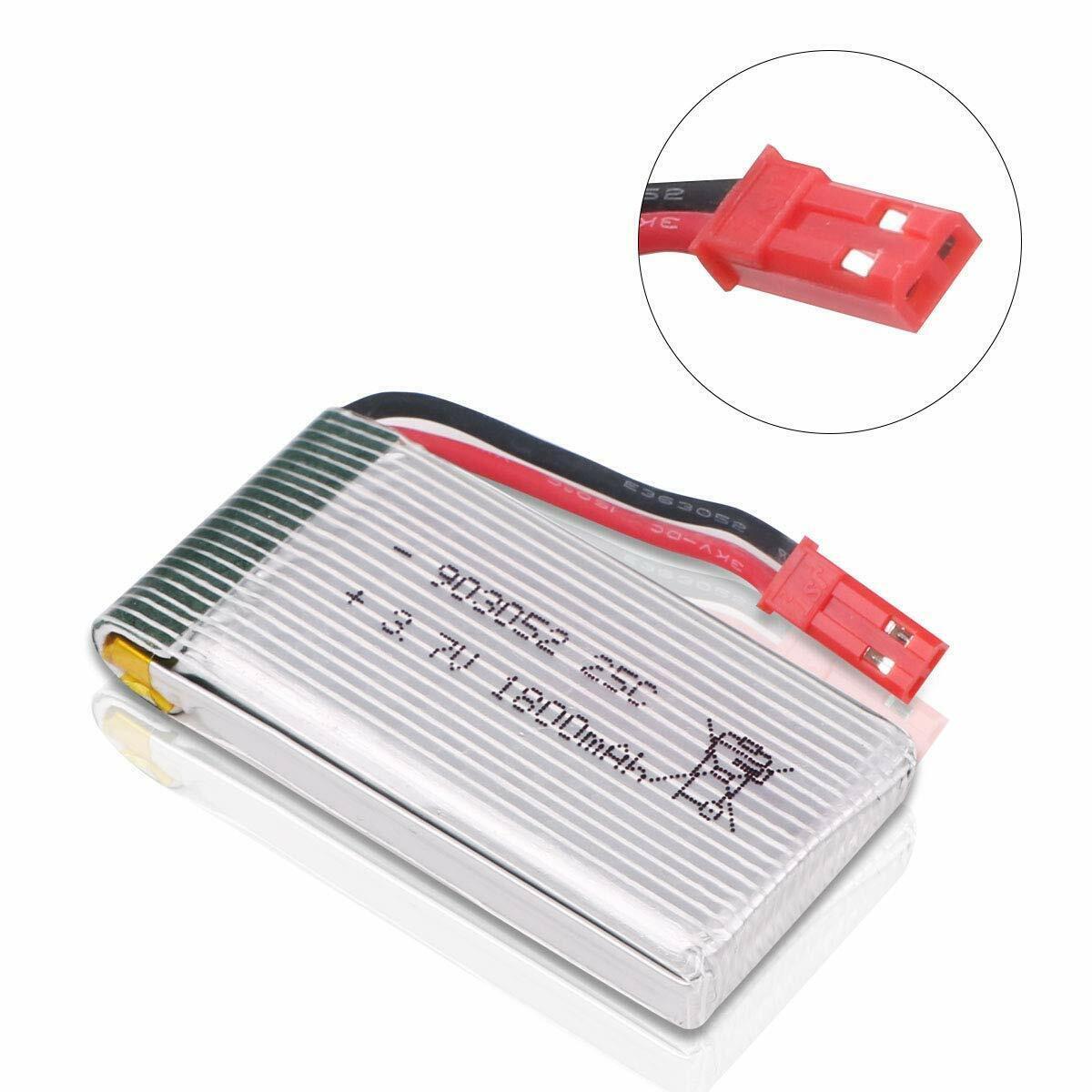 Pack (4) High Capacity LiPo DRONE BATTERY 3.7V 1800mAh 25C JST Plug w/ USB Cable