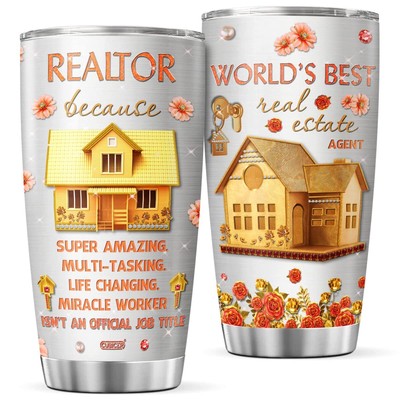 CUBICER Realtor Coffee Tumbler Jewelry Style Travel Mug With Lid Insulated Tu...