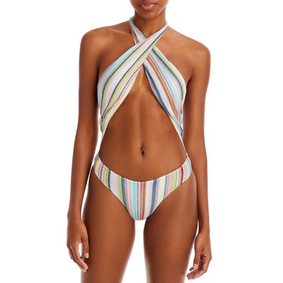 

Женский цельный купальник с лямкой на бретельках Missoni Mare белого цвета металлик  BHFO 2949, Bright multi