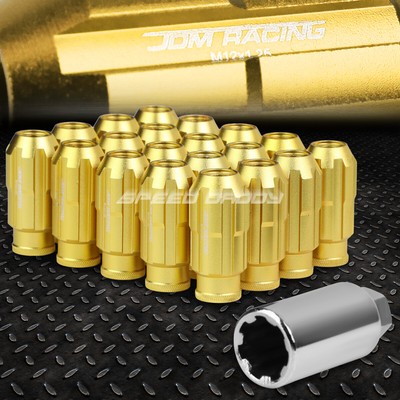 КОМПЛЕКТ ГАЕК JDM С ОТКРЫТЫМ КОНЦОМ ИЗ АЛЮМИНИЯ И ЗОЛОТА С 20 НАКОНЕЧНИКАМИ + АДАПТЕР M12X1.25 ДИАМЕТРОМ 24 ММ / ВЫСОТОЙ 50 ММ