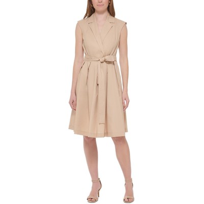 Женская коричневая хлопковая короткая рубашка с поясом от Tommy Hilfiger 14 BHFO 1421