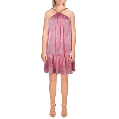 Женское розовое вечернее мини-платье MICHAEL Michael Kors с цепочкой на бретелях XS BHFO 5309