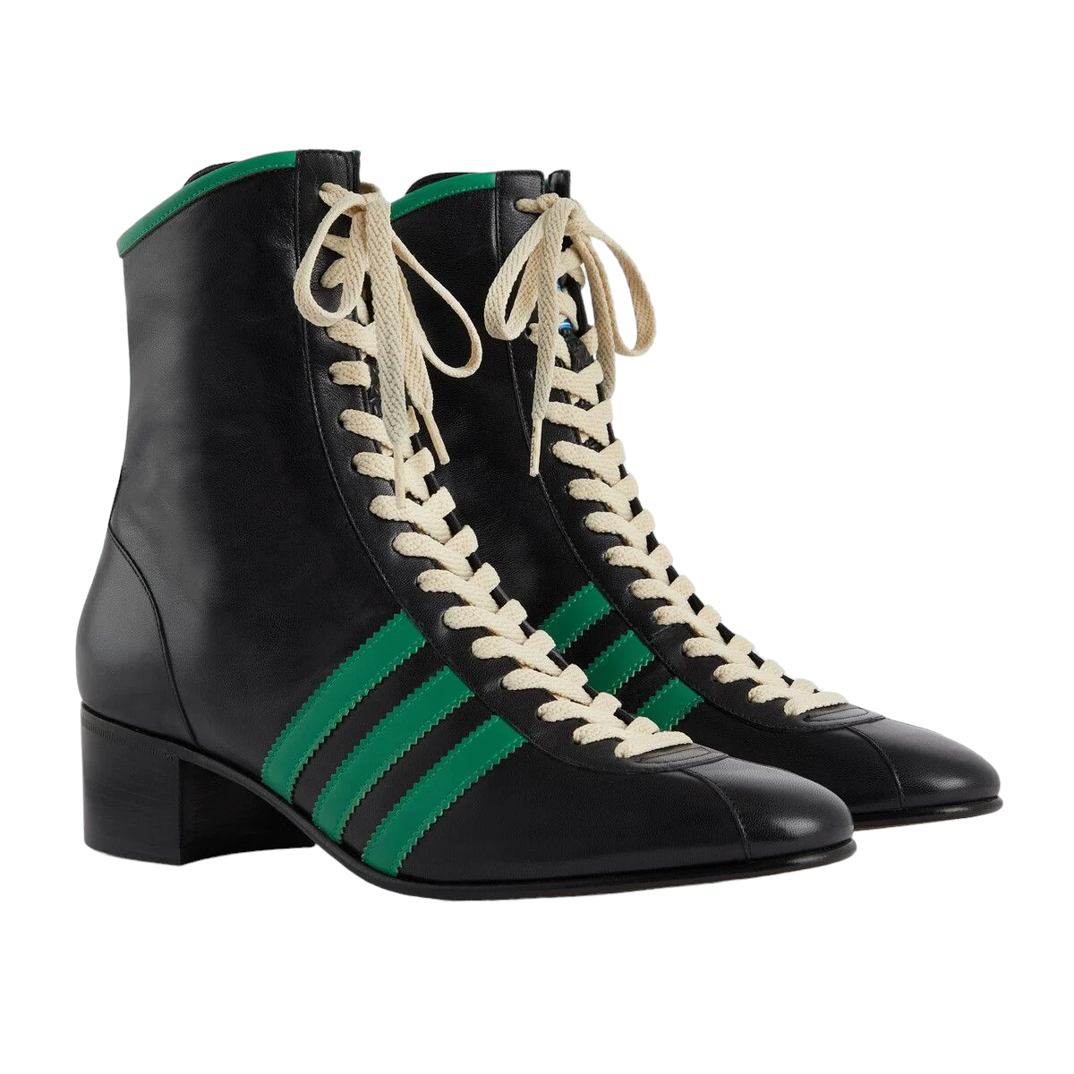 【保障できる】 Leather Black Gucci X Adidas Men's Authentic Lace Boots Up 靴