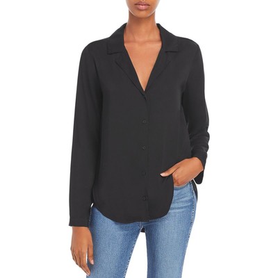 

Женская черная атласная блузка на пуговицах с разрезом по краю Bella Dahl  BHFO 3490, Черный