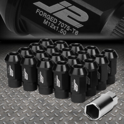 J2 ENGINEERING 7075 АЛЮМИНИЙ M12X1.5, 20ШТ, 44 ММ, ГАЙКА С ОТКРЫТЫМ НАКОНЕЧНИКОМ, С АДАПТЕРОМ, ЧЕРНЫЙ