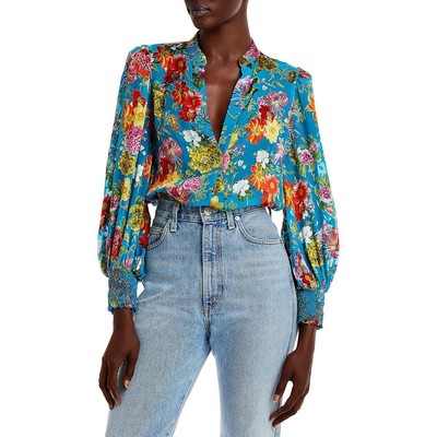 

Alice and Olivia Женская прозрачная блузка с цветочным принтом Sheila BHFO 5620, Summer bliss