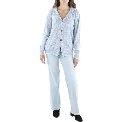 

Женский синий вязаный кардиган на пуговицах Eleventy, рубашка  BHFO 8748, Denim/white