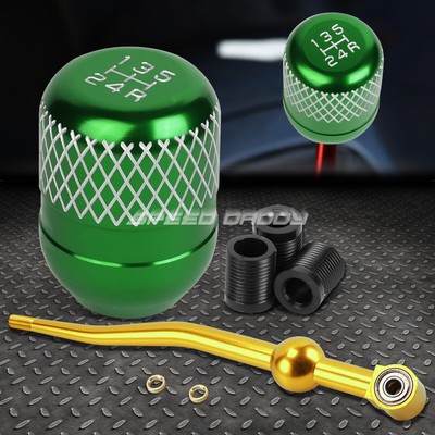 ЗОЛОТИСТЫЙ АЛЮМИНИЕВЫЙ РЫЧАГ ПЕРЕКЛЮЧЕНИЯ ПЕРЕДАЧ С ДВОЙНЫМ ИЗГИБОМ И ЗЕЛЕНОЙ 5-СТУПЕНЧАТОЙ СЕТЧАТОЙ РУЧКОЙ ДЛЯ EK/ EJ/ EG/DC