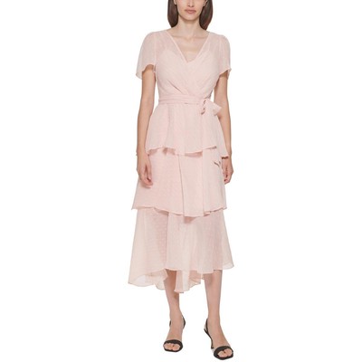 

Женское шифоновое свадебное платье миди в горошек Calvin Klein Petites BHFO 3628