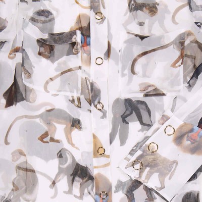 BURBERRY BURBERRY LADIES AMELIE MONKEY PRINT SILK PUSSY-BOW BLOUSE