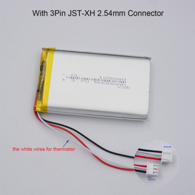 3.7V 5000mAh 105080 Rechargeable Lipo Li Battery 3Pin 1.0/1.25/1.5/2.0/2.54mm 