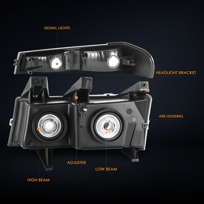 For 04-12 Chevy Colorado GMC Canyon Headlights Lamps Clear Corner Black Housing