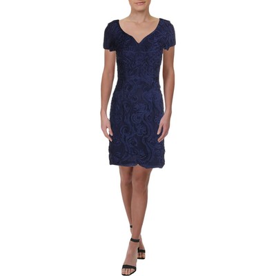 

JS Collections Женское темно-синее сутажное вечернее платье длиной до колена  BHFO 7347, Navy