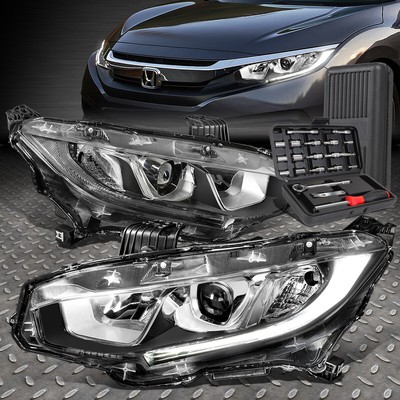 ДЛЯ 16-18 CIVIC LED DRL ХРОМИРОВАННЫЙ КОРПУС ПРОЗРАЧНАЯ УГЛОВАЯ ФАРА ПРОЕКТОРА + НАБОР ИНСТРУМЕНТОВ