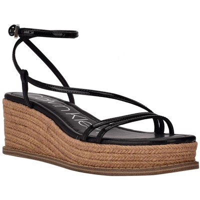 

Calvin Klein Womens Neve Black Platform Sandals Shoes 8 Medium (B,M) BHFO 1197, Черный