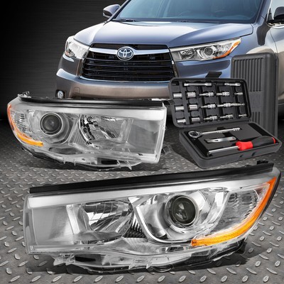 ДЛЯ 14-16 TOYOTA HIGHLANDER ХРОМИРОВАННАЯ ЯНТАРНАЯ БОКОВАЯ ФАРА ПРОЕКТОРА + НАБОР ИНСТРУМЕНТОВ