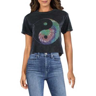 

Женская черная футболка с круглым вырезом и рисунком Junk Food, укороченный топ  BHFO 2507, Черный