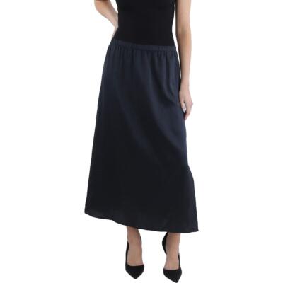Eileen Fisher Womens Black Slip Skirt Back Slit Midi Slip L BHFO 1669