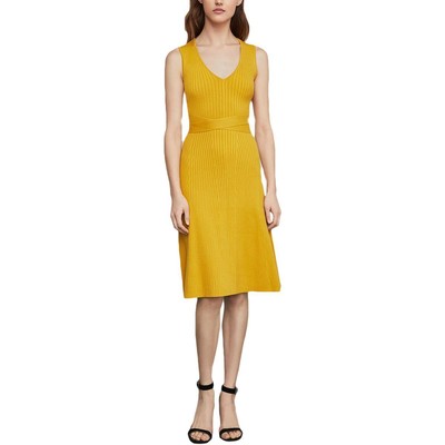 

Женское желтое платье-свитер миди без рукавов Korina BCBGMAXAZRIA  BHFO 4239, Бамбук