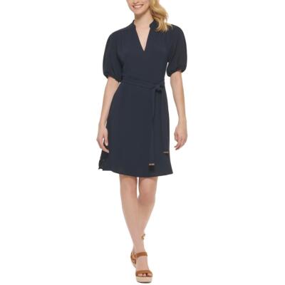 

Женское однотонное мини-платье Tommy Hilfiger с пуговицами и V-образным вырезом BHFO 5056, Sky captain