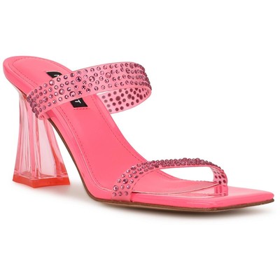 Женские босоножки Nine West Womens Darla3 из искусственной кожи с открытым носком на скользящих каблуках BHFO 8397