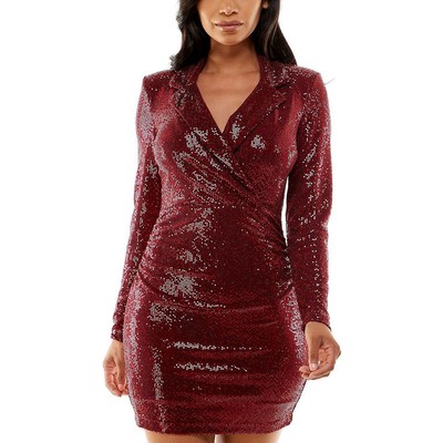 Женское мини-облегающее платье с красным воротником-стойкой и вырезами из изумрудного пломбира S BHFO 2311