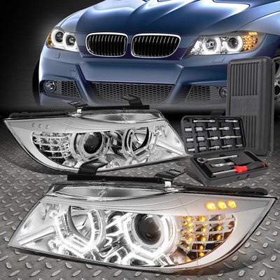 ДЛЯ 09-12 BMW E90 3D CRYSTAL 3D LED U-HALO ПРОЕКТОРНАЯ ФАРА + НАБОР ИНСТРУМЕНТОВ ХРОМ