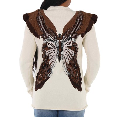 Pre-owned Chloé Chloe Knit Sweater With Crochet Butterfly Intarsia In Multicolor
