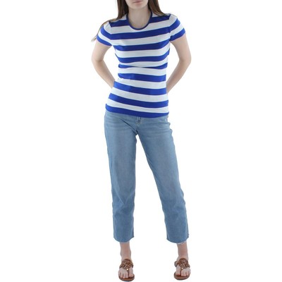 

Женская футболка в синюю полоску с короткими рукавами Lauren Ralph Lauren Top  BHFO 7997, Blue/white