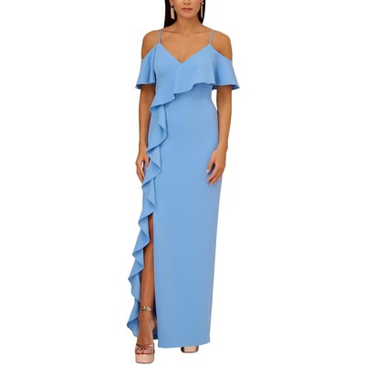 Aidan by Adrianna Papell Womens Blue Ruffled Evening Dress Gown 12 BHFO 2225
