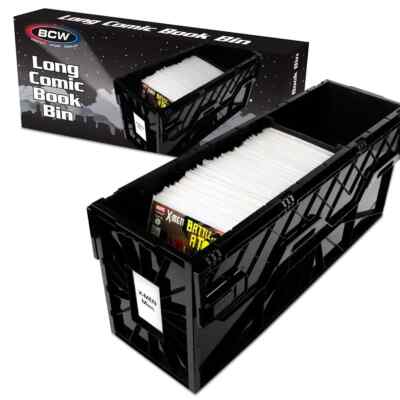 BCW Black Long Comic Book Box Bins - Heavy Duty Acid Free Plastic
