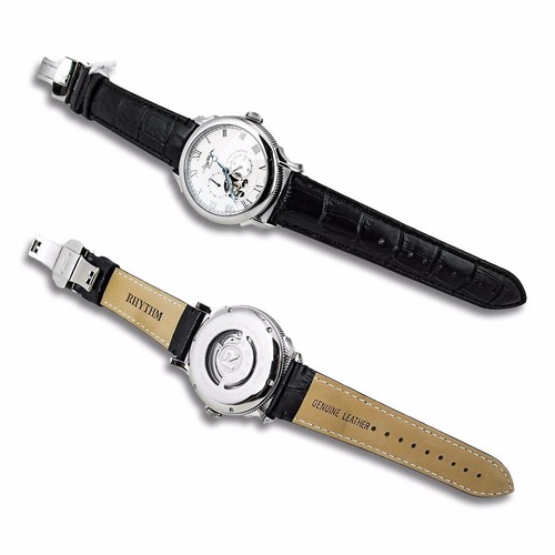 Pre-owned Rhythm A1509l01 Automatic Men's Wrist Watch 44x52mm Case Sapphire Crystal Lens