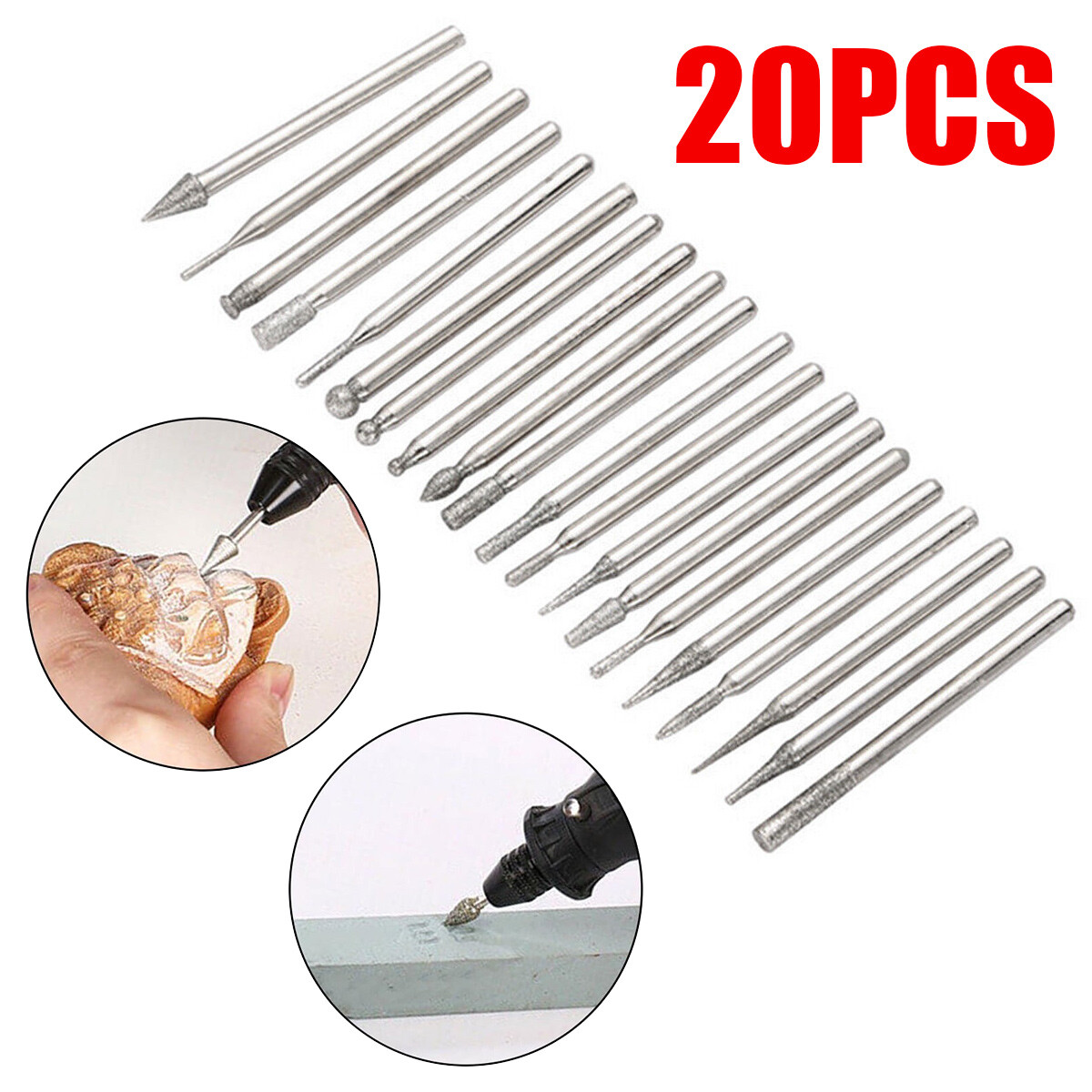 Diamond Engraving Carving Shaping Bur Bit Set - For Dremel Tool