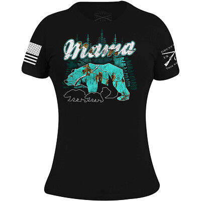 Grunt Style Women's Realtree Xtra Sea Glass Mama Bear T-Shirt - Black