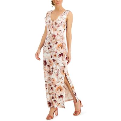 

Женское розовое платье макси с рюшами и цветочным принтом Connected Apparel  BHFO 3921, Cameo