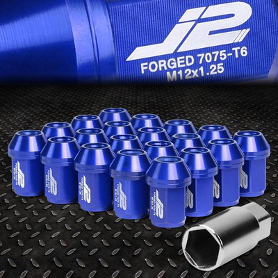 J2 ENGINEERING 7075 АЛЮМИНИЙ M12X1.25 20ШТ 35 ММ ГАЙКА С ЗАКРЫТЫМ НАКОНЕЧНИКОМ с АДАПТЕРОМ СИНЕГО ЦВЕТА