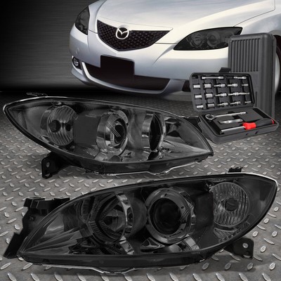 ДЛЯ 04-09 MAZDA 3 СЕДАН SDEAN ДЫМЧАТЫЕ ПРОЗРАЧНЫЕ УГЛОВЫЕ ПРОЕКТОРНЫЕ ФАРЫ + НАБОР ИНСТРУМЕНТОВ