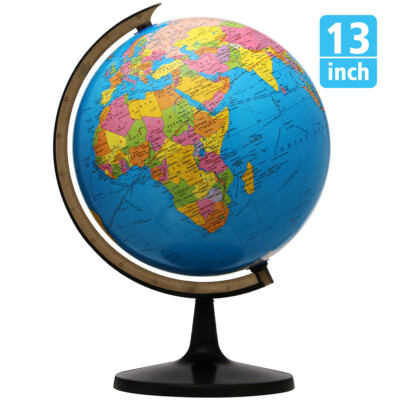 13'' World Earth Globe w/ Stand Gift Ocean Rotating World Map Desktop Geography