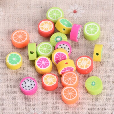 30pcs Fruit Lemon 10mm Handmade Polymer Clay Loose Beads For Jewelry Making