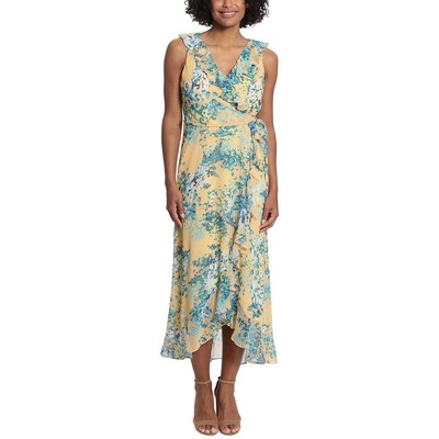 

London Times Womens Yellow Faux Wrap Long Daytime Maxi Dress  BHFO 5663, Banana