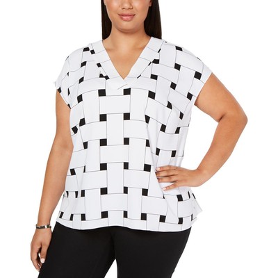 Женская белая блузка с V-образным вырезом Alfani Top Shell Plus 4X BHFO 1910